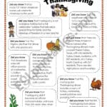 Thanksgiving Facts  Esl Worksheetintothefire With Regard To Esl Thanksgiving Worksheets Adults