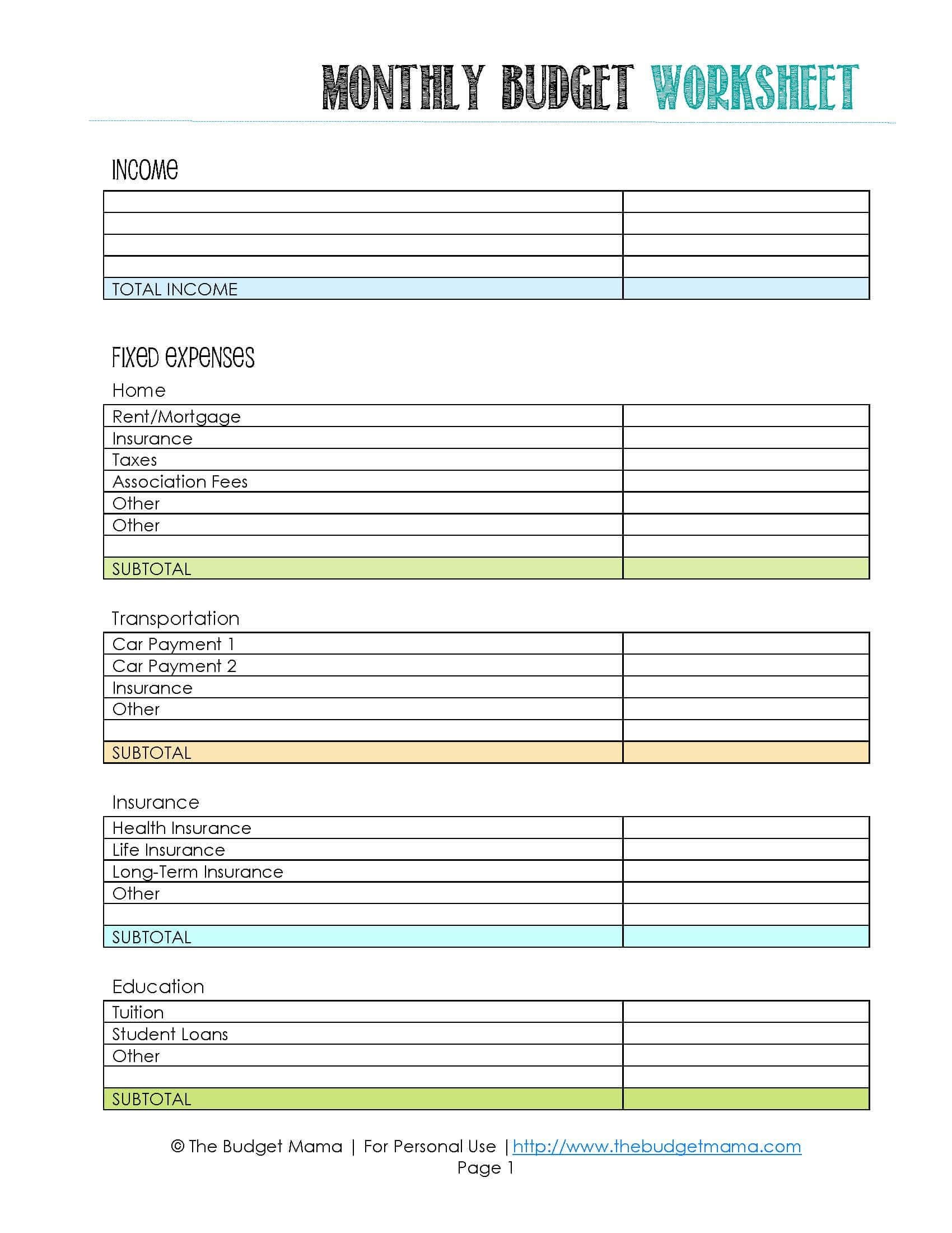 The Beginner's Guide To Budgeting  Jessi Fearon With Blank Budget Worksheet