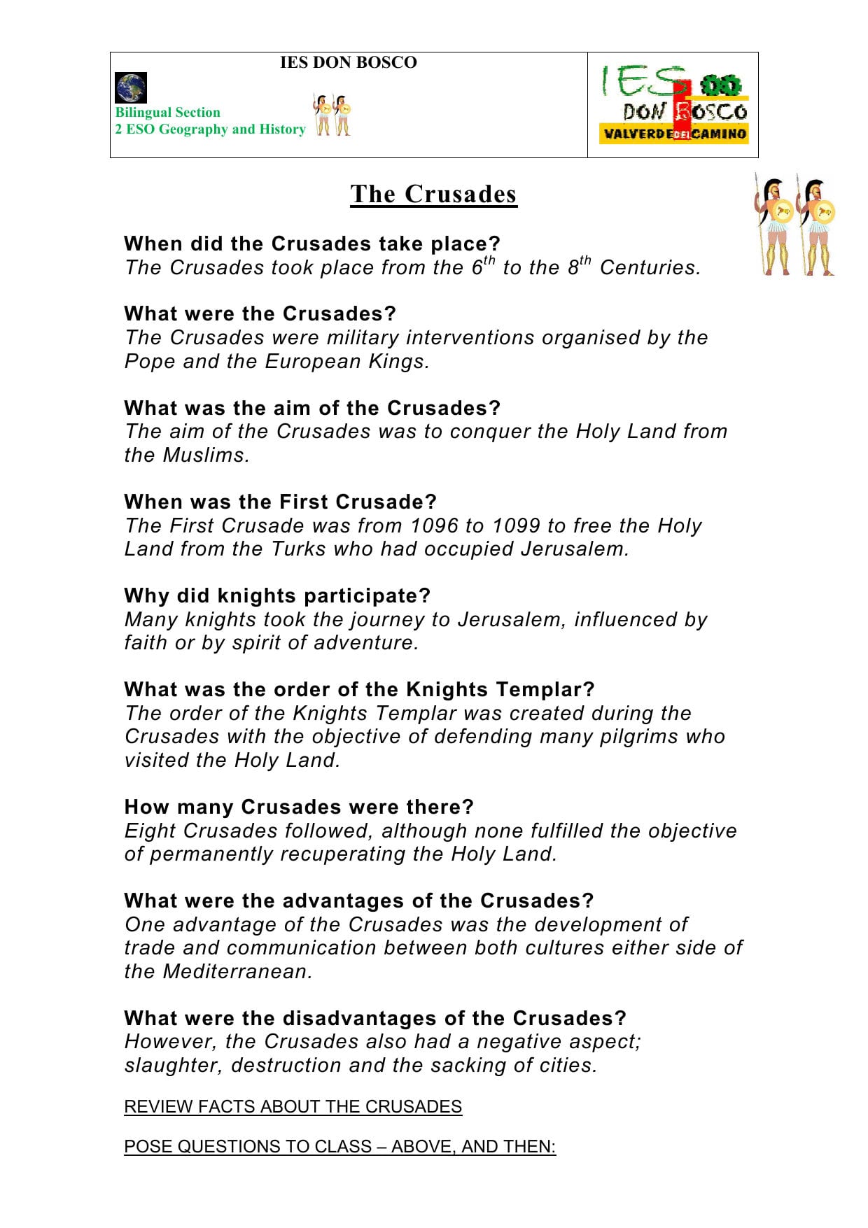 The Crusades  Worksheet Or The Crusades Worksheet