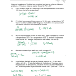 The Ideal And Combined Gas Laws Pv  Nrt Or P1V1 Also Ideal Gas Law Worksheet Answer Key