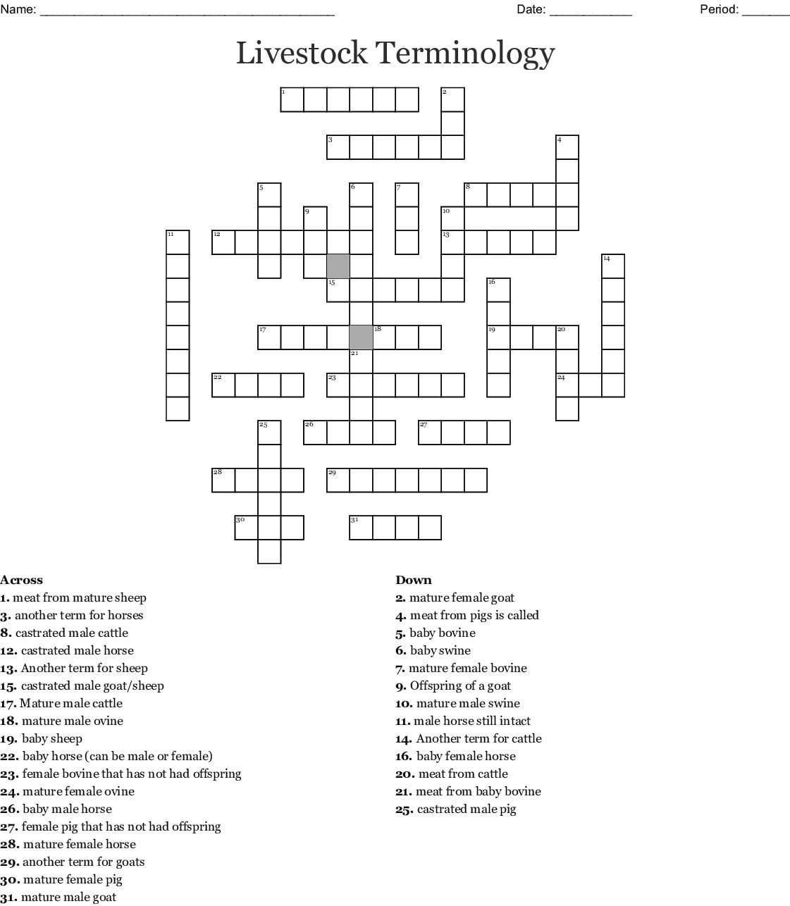 The Livestock Industry Word Search  Wordmint In The Livestock Industry Worksheet Answers