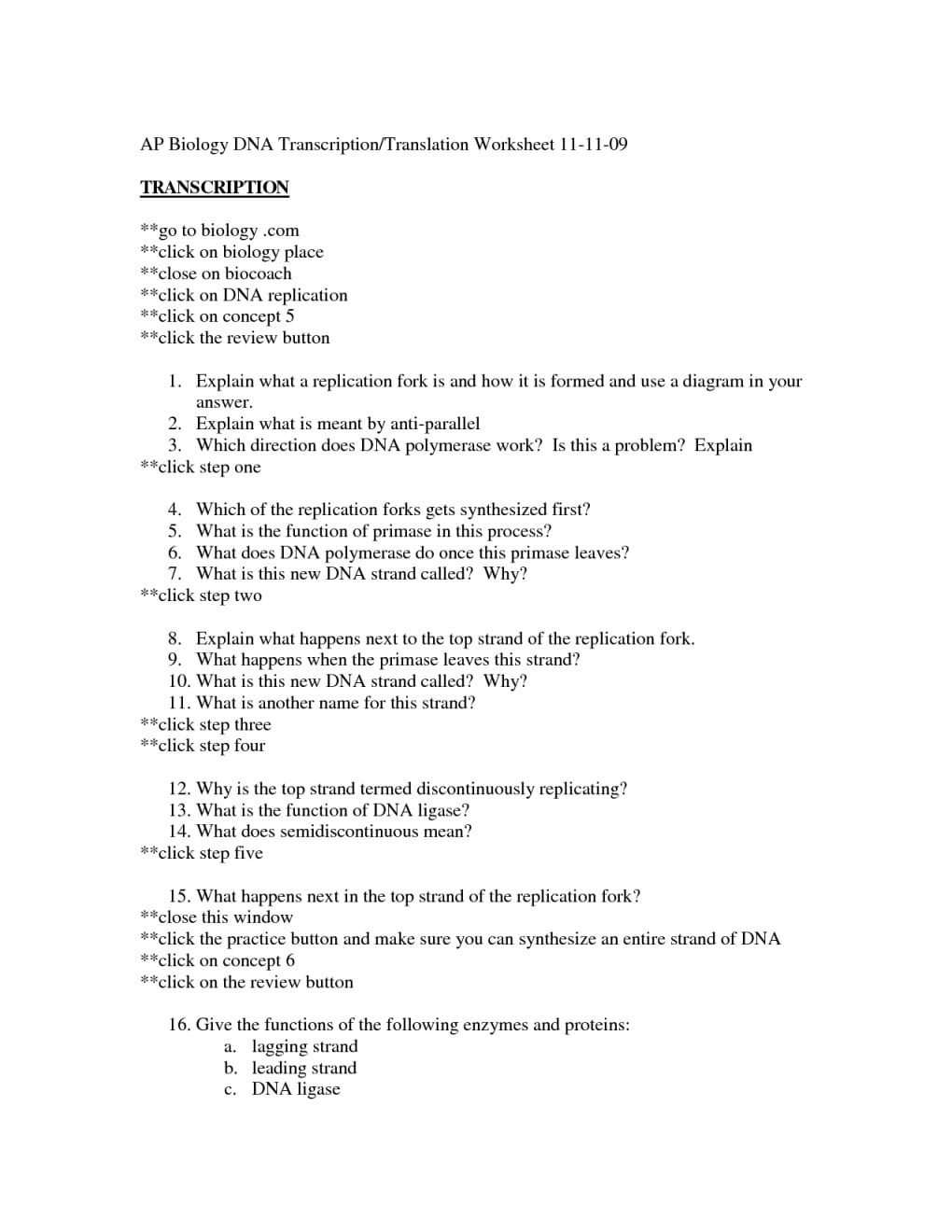 Transcription And Translation Practice Worksheet Answers  Newatvs Inside Transcription And Translation Practice Worksheet