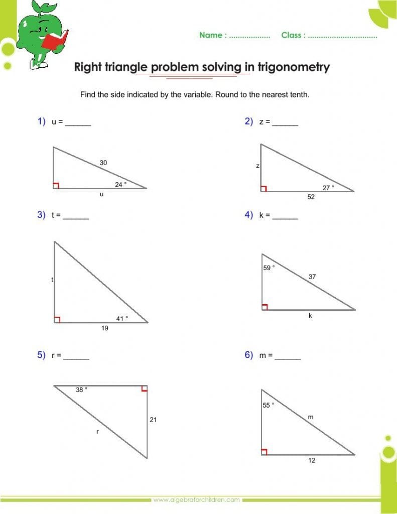 Trig Word Problems Worksheet Answers Right Triangle Trigonometry For Trigonometry Problems Worksheet
