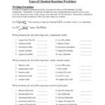 Types Of Chemical Reactions Worksheet With Types Of Chemical Reactions Worksheet Answers