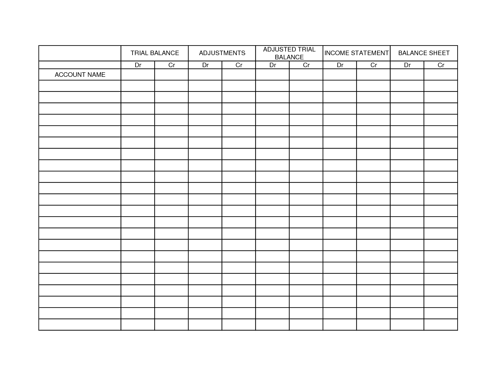 Unadjusted Trial Balance Worksheet Template Pertaining To Adjusted Trial Balance Worksheet Template