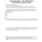 Unit 10 Worksheet 2 General Chemistry Stoichiometry And Percent Yield And Chemistry Unit 4 Worksheet 2 Answers