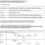 Unit 8A Systems In Action Pg 2 85 Chapter 2 Getting To Work Pg And Types Of Levers Worksheet Answers