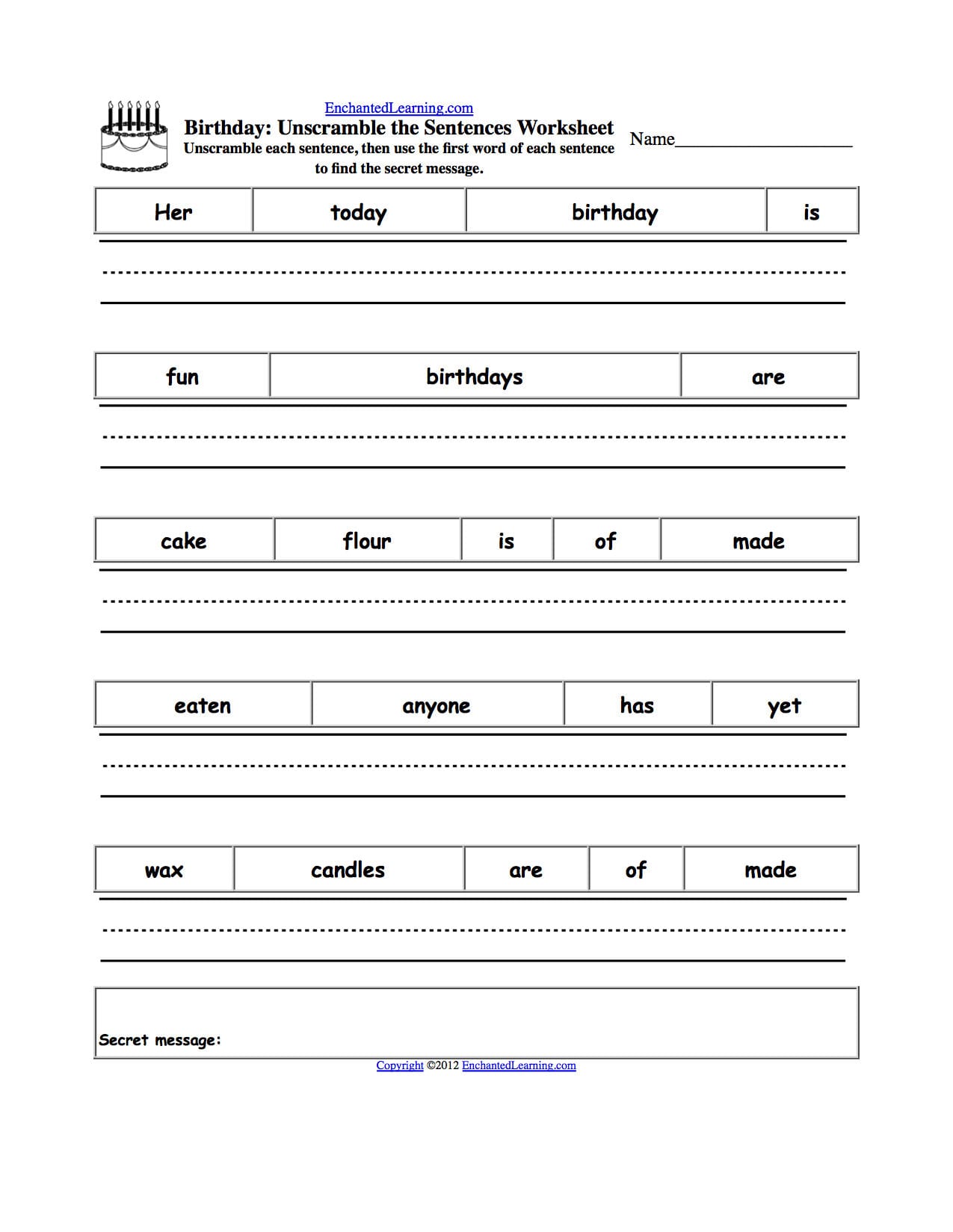 Unscramble The Sentences Worksheets  Enchantedlearning Regarding Unscramble Words Worksheets Pdf