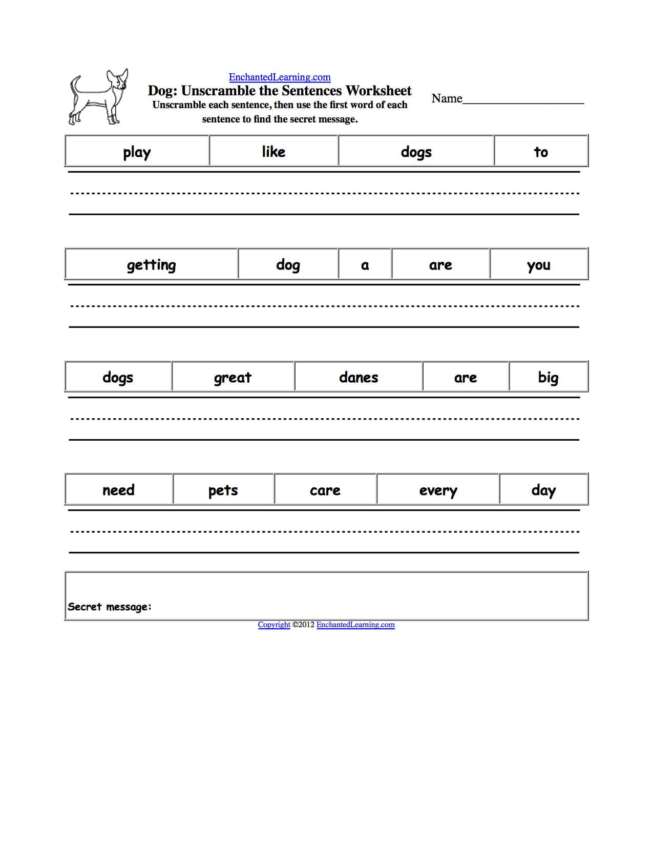 Unscramble The Sentences Worksheets  Enchantedlearning Throughout Unscramble Sentences Worksheets 1St Grade