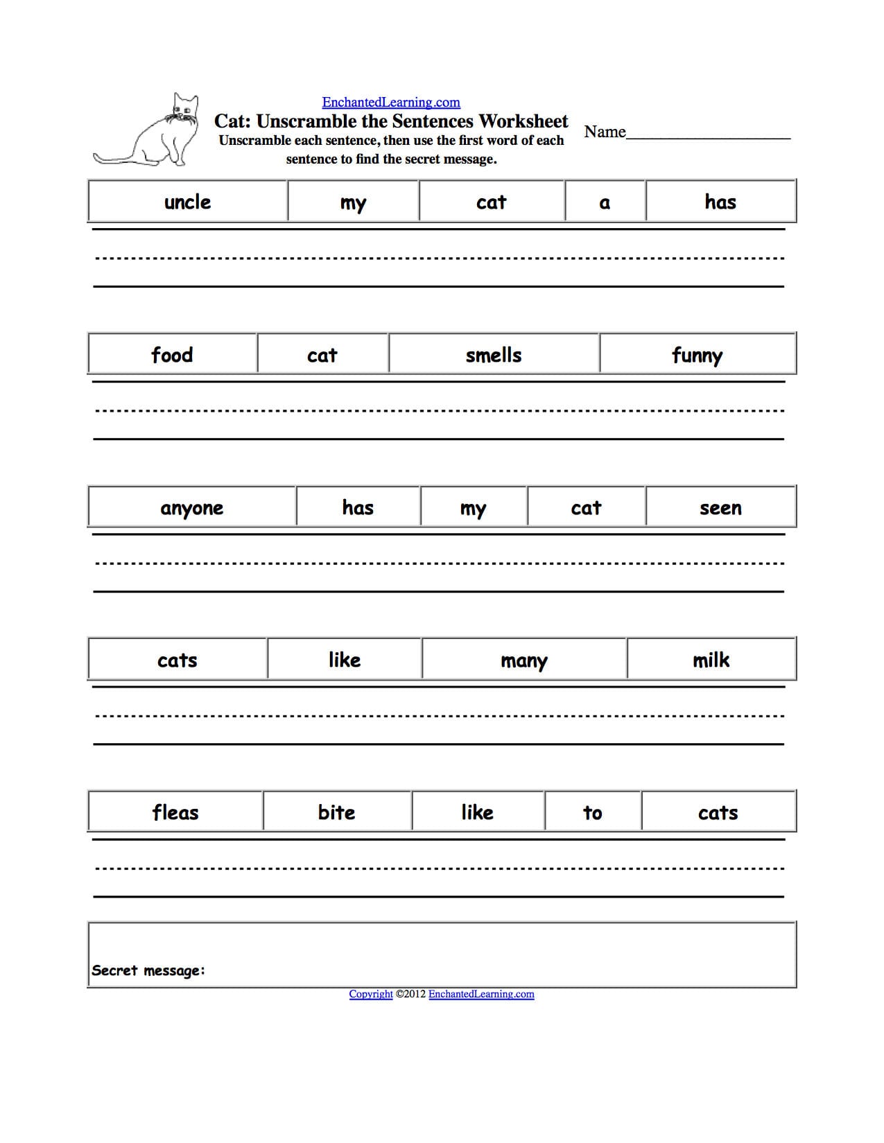 Unscramble The Sentences Worksheets  Enchantedlearning With Regard To Unscramble Sentences Worksheets 1St Grade