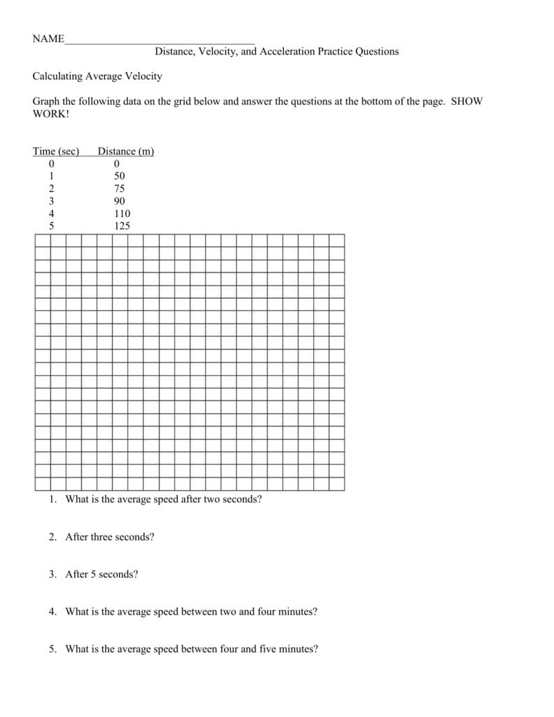 Velocityacceleration Worksheets Or Speed And Acceleration Worksheet Answers