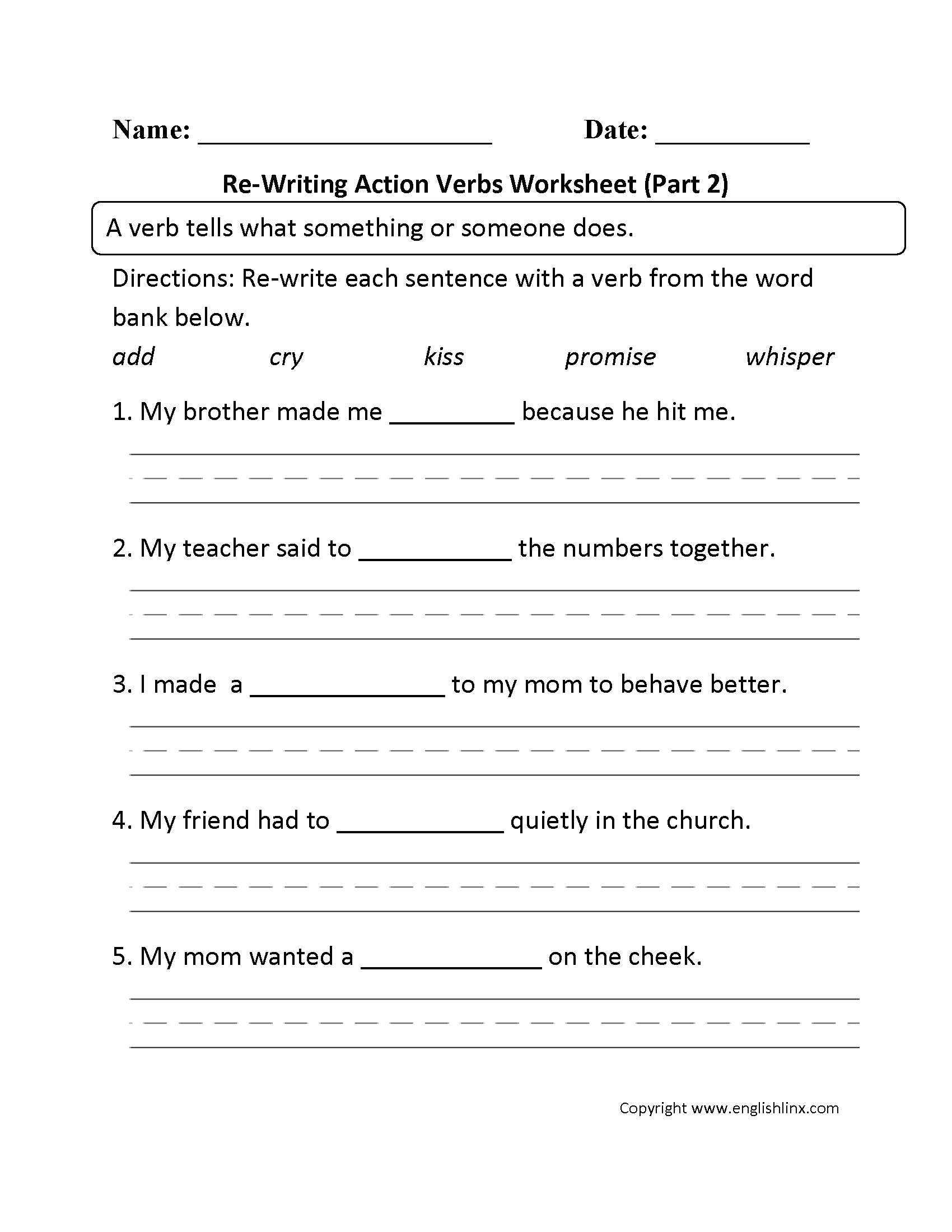 Verbs Worksheets  Action Verbs Worksheets Within Grade 1 Writing Worksheets Pdf