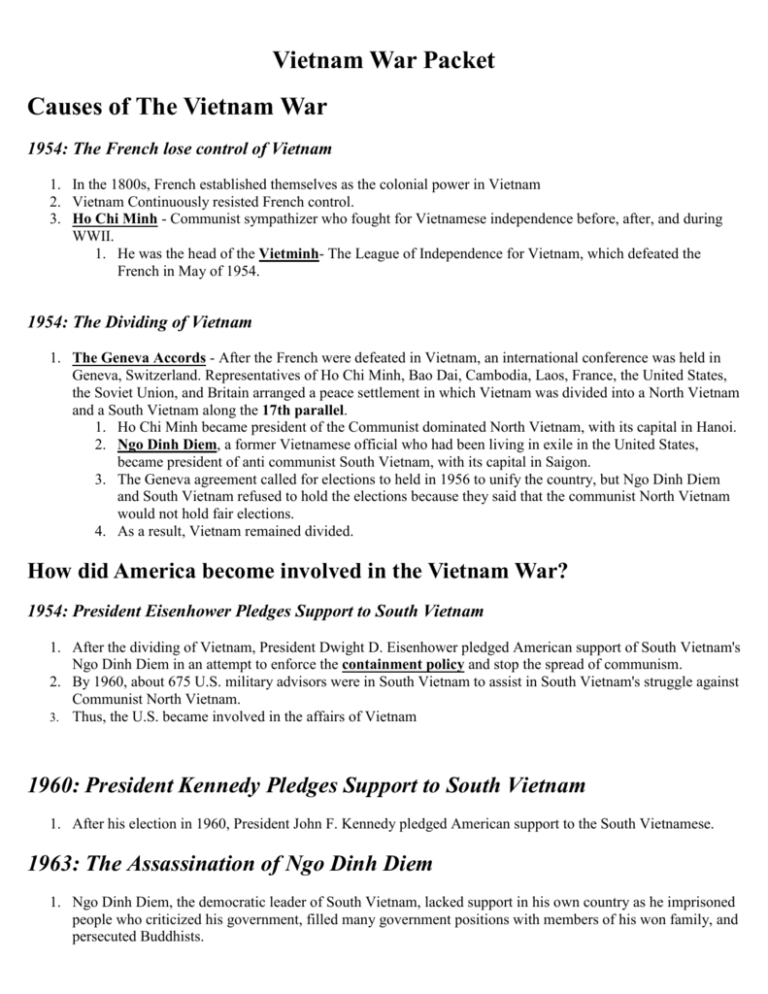 Vietnam War Worksheet Answer Key Excelguider