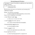 Vocabulary Worksheets  Homograph Worksheets Intended For 4Th Grade Vocabulary Worksheets