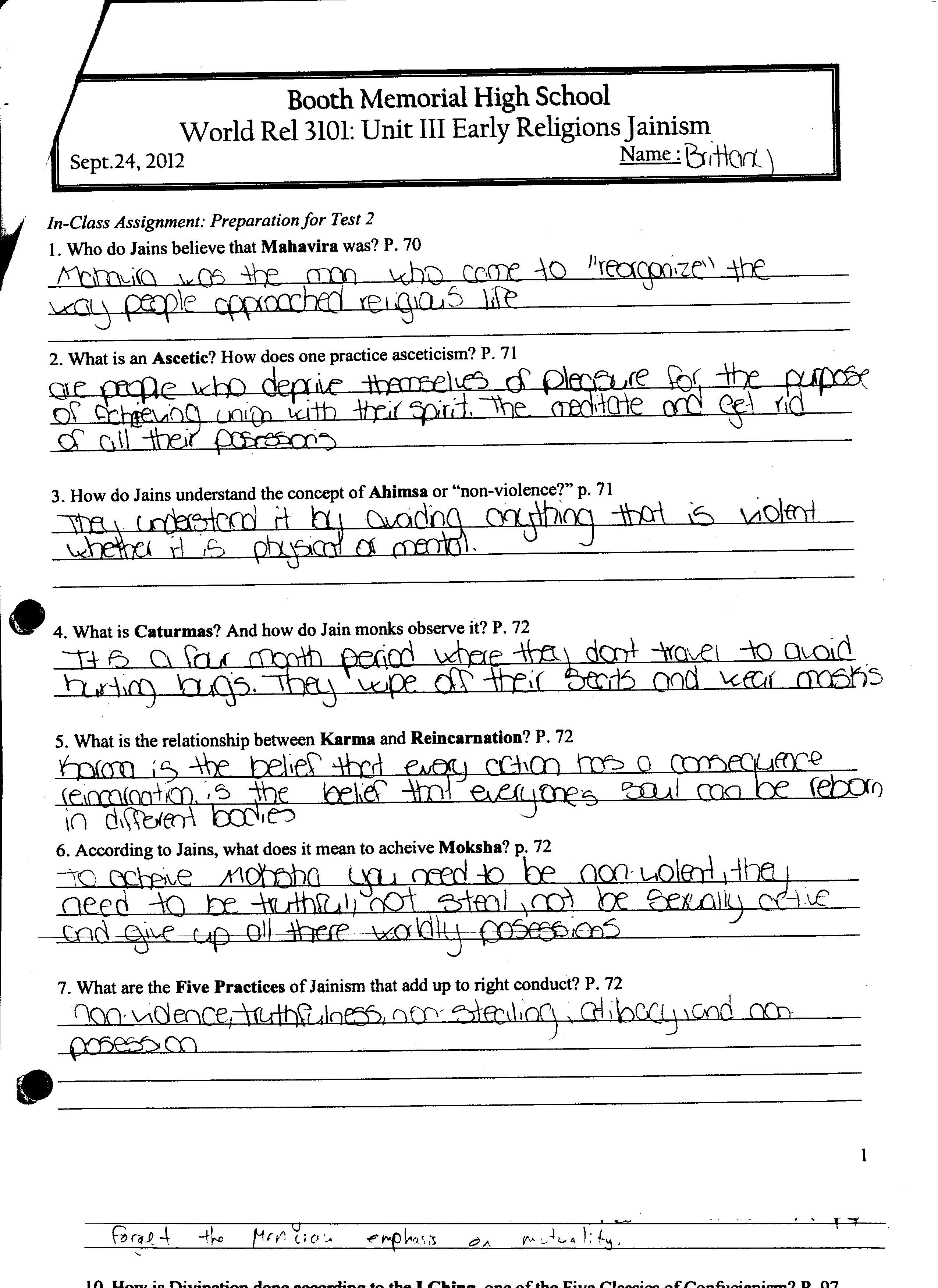 W Rel 3101 Term One  Mrs Coady Intended For Freedom Of Religion Worksheet Answers
