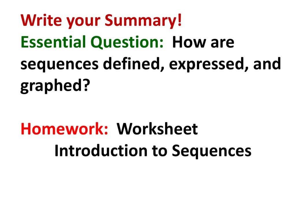 Warm Up Find The Pattern In The Number Sequences Below  Ppt Download Throughout Introduction To Sequences Worksheet