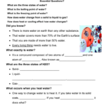 Water Changes Worksheet Within Changes Of State Worksheet