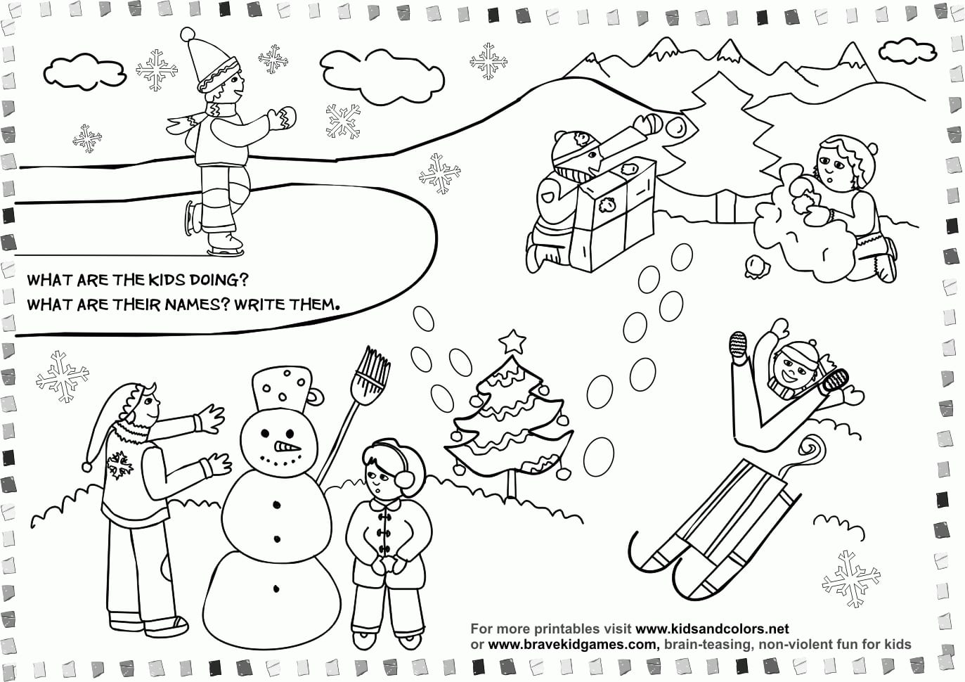 Winter Season Coloring Pages  Crafts And Worksheets For Preschool For Winter Worksheets For Preschoolers