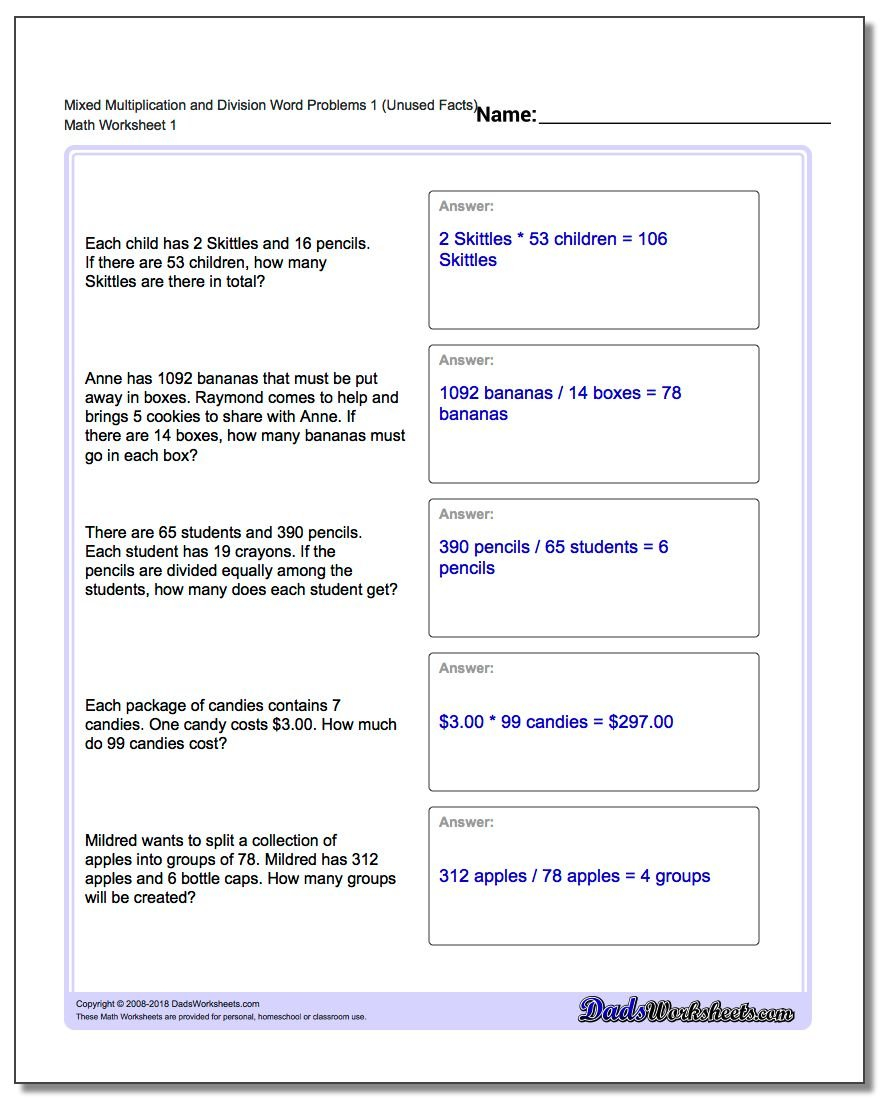 Word Problems And Order Of Operations Word Problems Worksheets With Answers