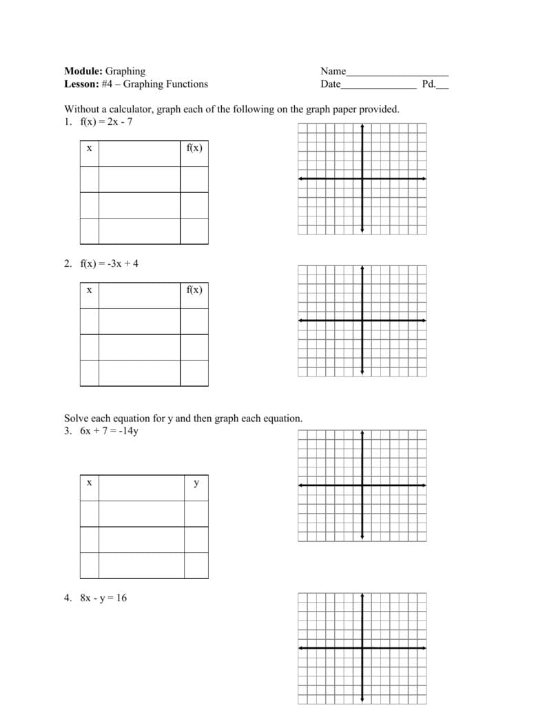 Worksheet 64  Graphing Linear Equations Name Or Graphing Linear Equations Worksheet With Answer Key