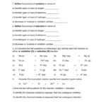Worksheet As Well As Oxidation Reduction Reactions Worksheet