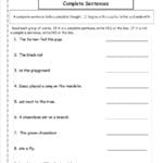 Worksheet Complete Sentences Worksheets Complete Sentence Within Kindergarten Writing Sentences Worksheets