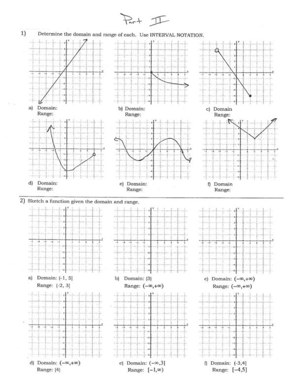 Worksheet Domain And Range Worksheets And Range Worksheets Algebra also ...