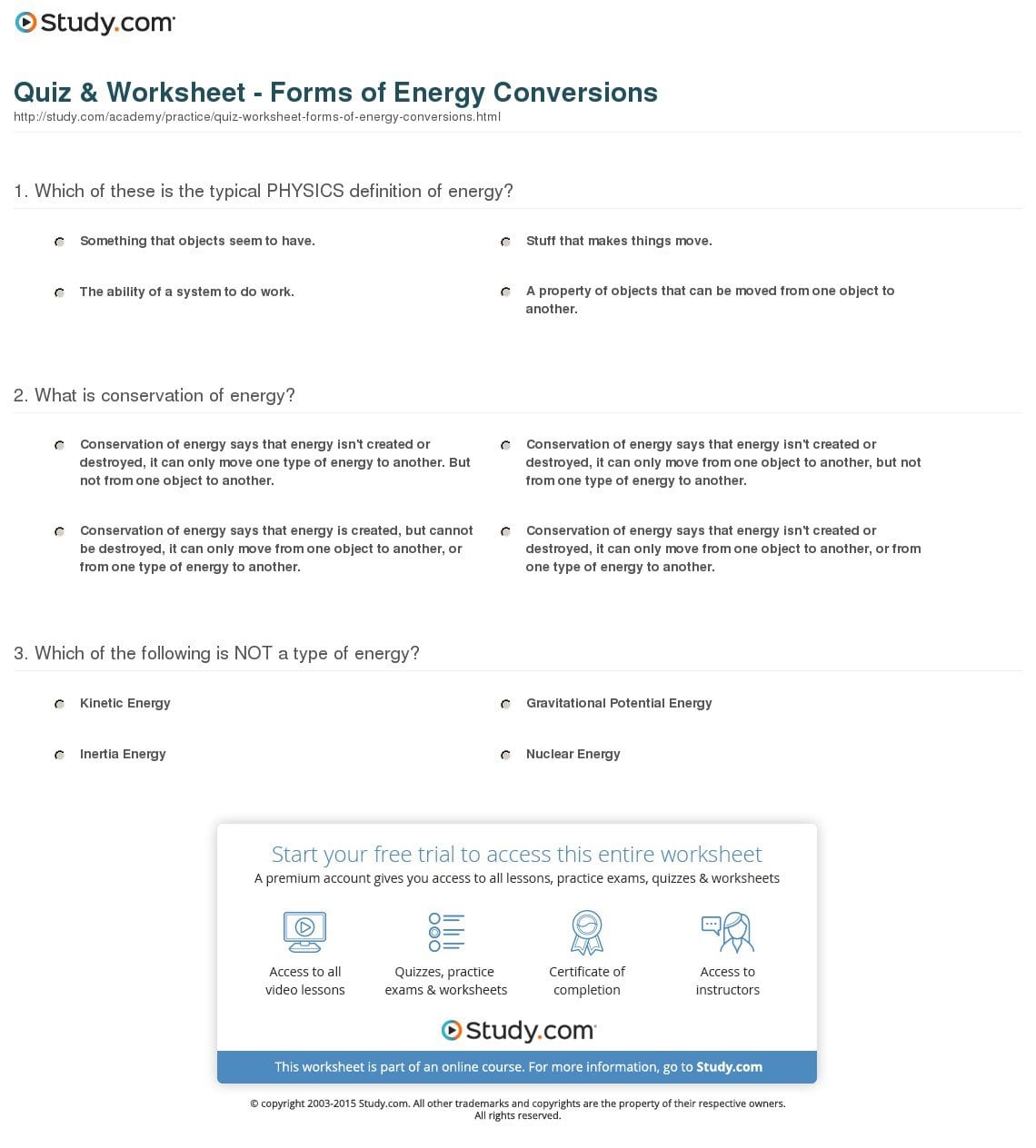 Worksheet Energy Transformation Worksheet Energy Transformation Or Law Of Conservation Of Energy Worksheet Pdf