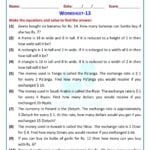 Worksheet For Linear Equations In One Variable Class 7 Maths Regarding Linear Equation In One Variable Worksheet