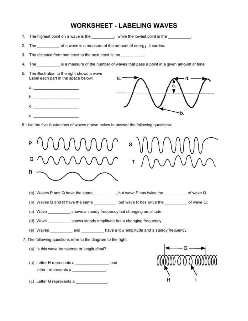 Worksheet  Labeling Waves With Worksheet Labeling Waves Answer Key Page 2