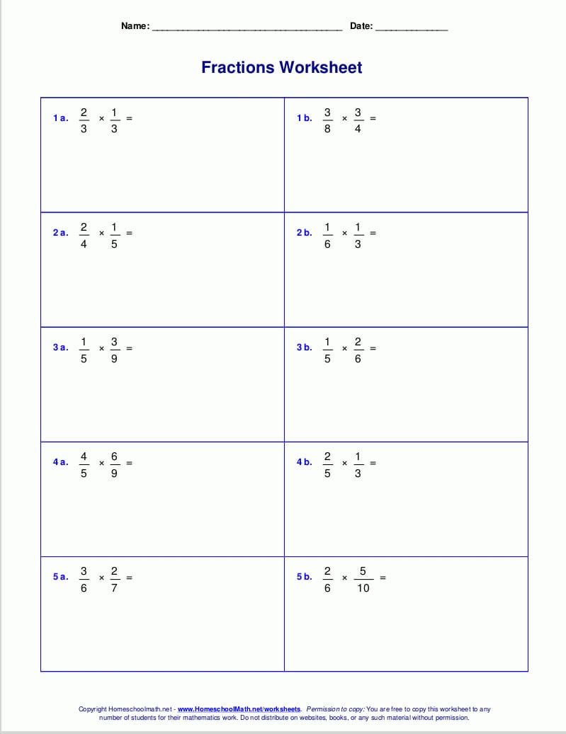Worksheets For Fraction Multiplication And 7Th Grade Fractions Worksheets
