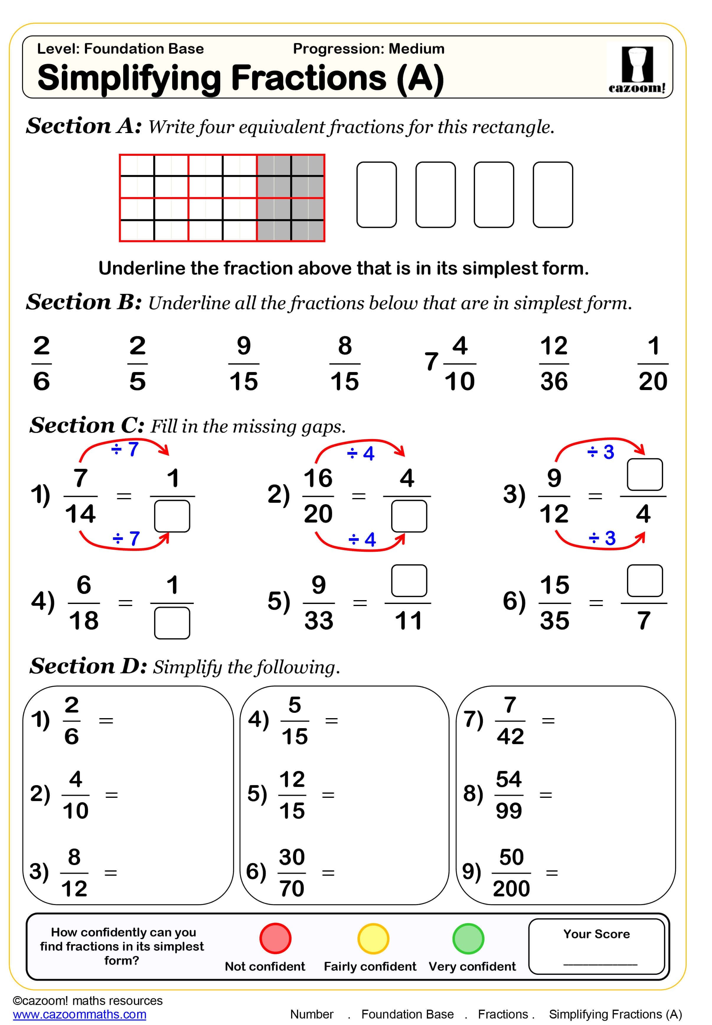 Year 7 Maths Worksheets  Cazoom Maths Worksheets Along With 7Th Grade Fractions Worksheets