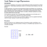 211A Truth Tables  Logic Expressions In Truth Table Worksheet With Answers