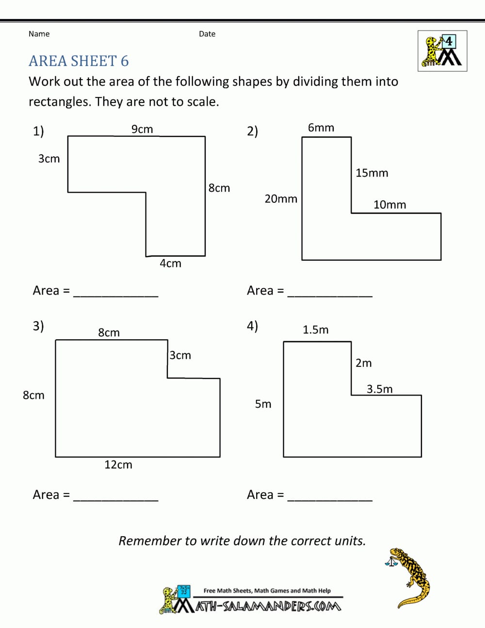Area Worksheets As Well As Area Of Composite Figures Worksheet Answers