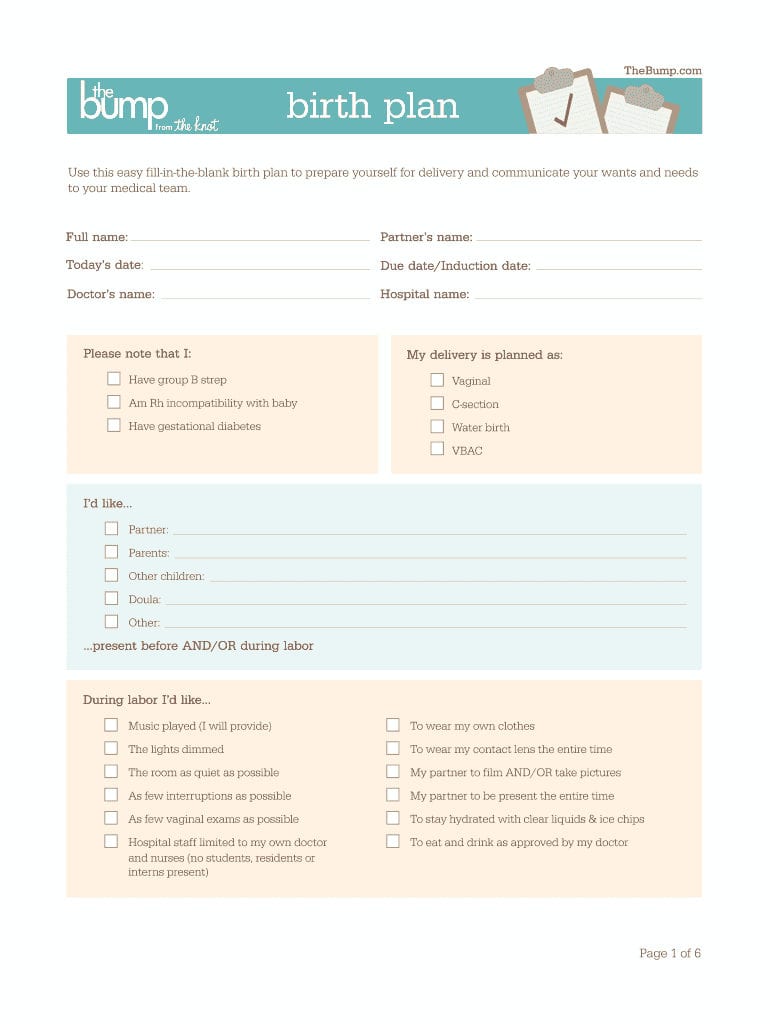 Birthing Plans  Fill Online Printable Fillable Blank Or Birth Plan Worksheet Printable