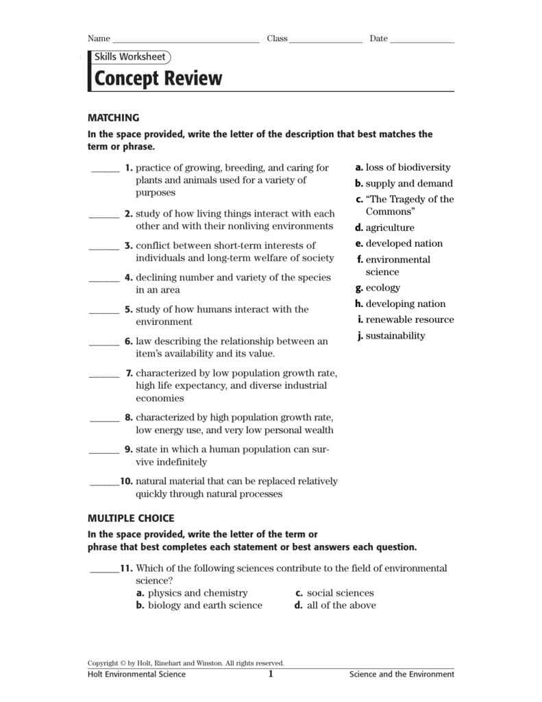 Concept Review Pertaining To Skills Worksheet Concept Review