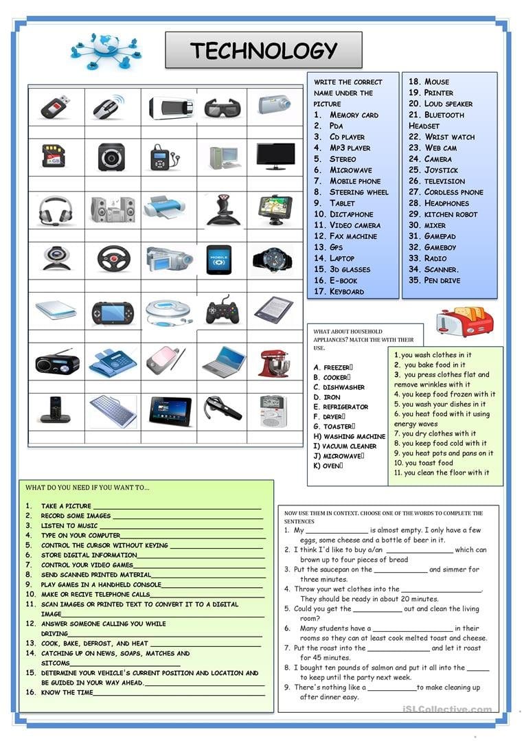 English Esl Technology Worksheets  Most Downloaded 191 Inside Technology Worksheets For Kindergarten