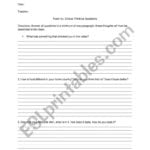 Food Inc Documentary  Critical Thinking Question  Esl Pertaining To Food Inc Movie Worksheet