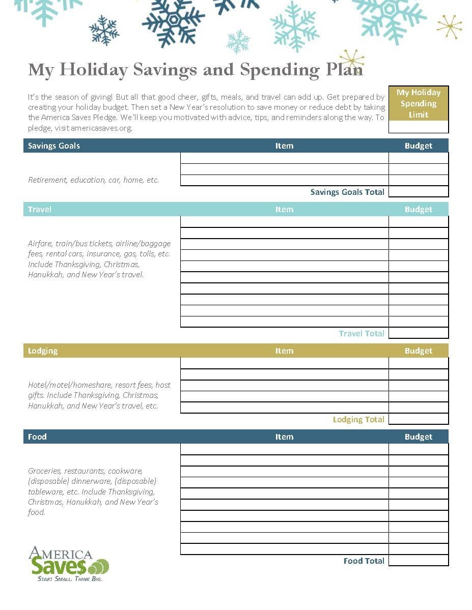 Free Holiday Budget Printable  Military Saves Inside Spending Plan Worksheet