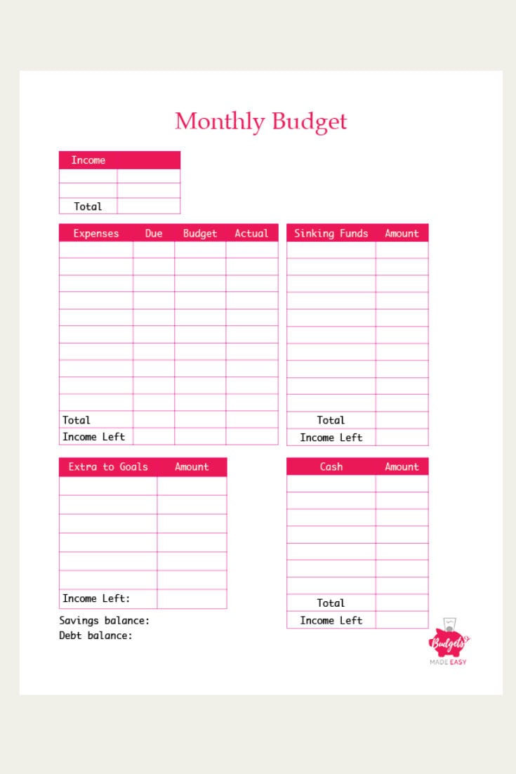 Free Printable Budget Worksheets 2019 For College Students For Free Printable Monthly Budget Worksheets