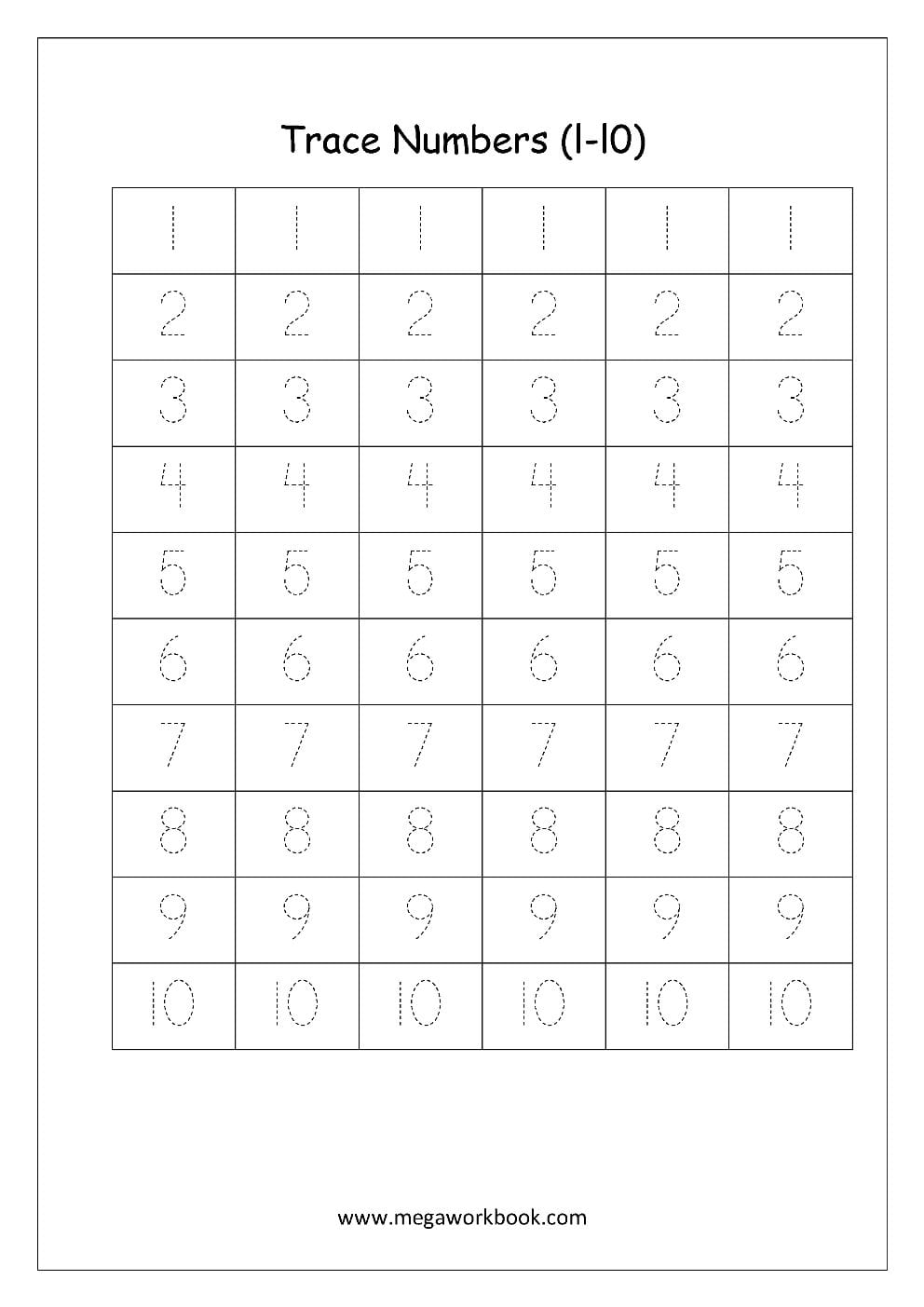 Free Printable Number Tracing And Writing 110 Worksheets As Well As Number Tracing Worksheets 1 10