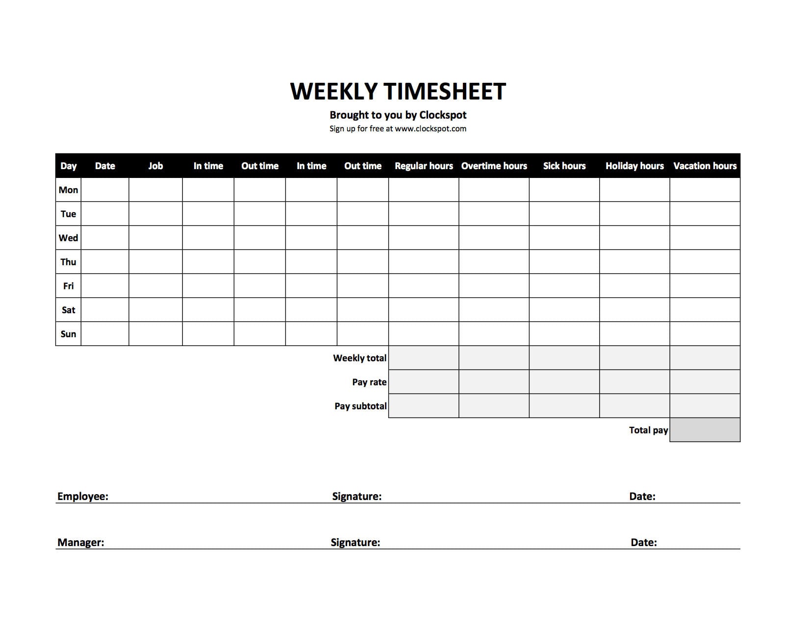 Free Time Tracking Spreadsheets  Excel Timesheet Templates Inside Employee Schedule Worksheet