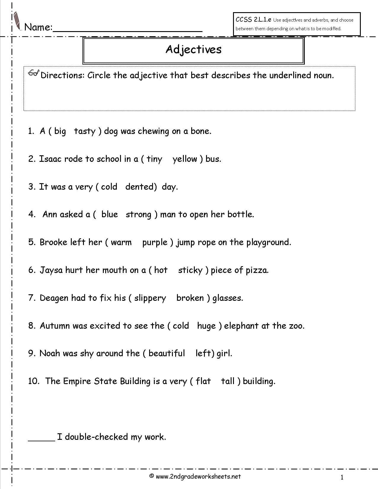 Free Using Adjectives And Adverbs Worksheets Along With Noun Verb Adjective Adverb Worksheet