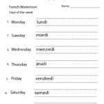 French Days Of The Week Worksheet  Free Printable With Regard To French Worksheets For Kids