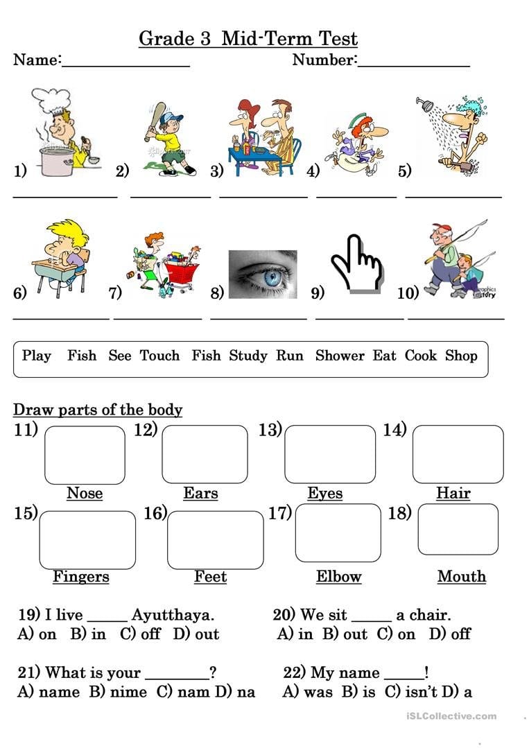 Grade 3 Test  English Esl Worksheets For Grade 3 English Worksheets