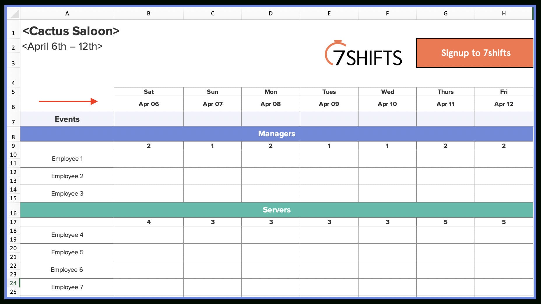 How To Make A Restaurant Work Schedule With Free Excel And Employee Schedule Worksheet
