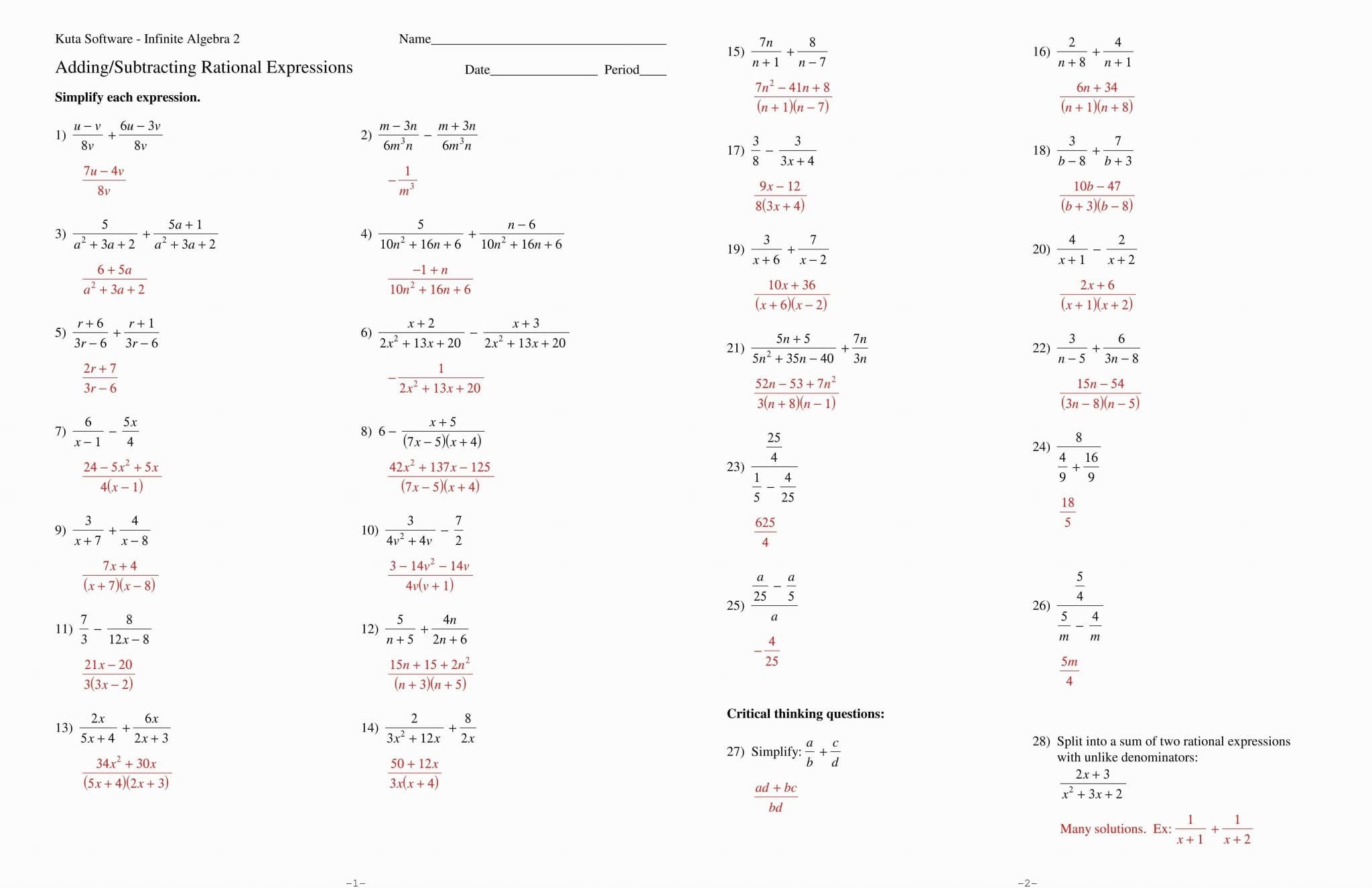 How To Simplify Radical Expressions Math Algebra 2 In Simplifying Rational Expressions Worksheet Answers