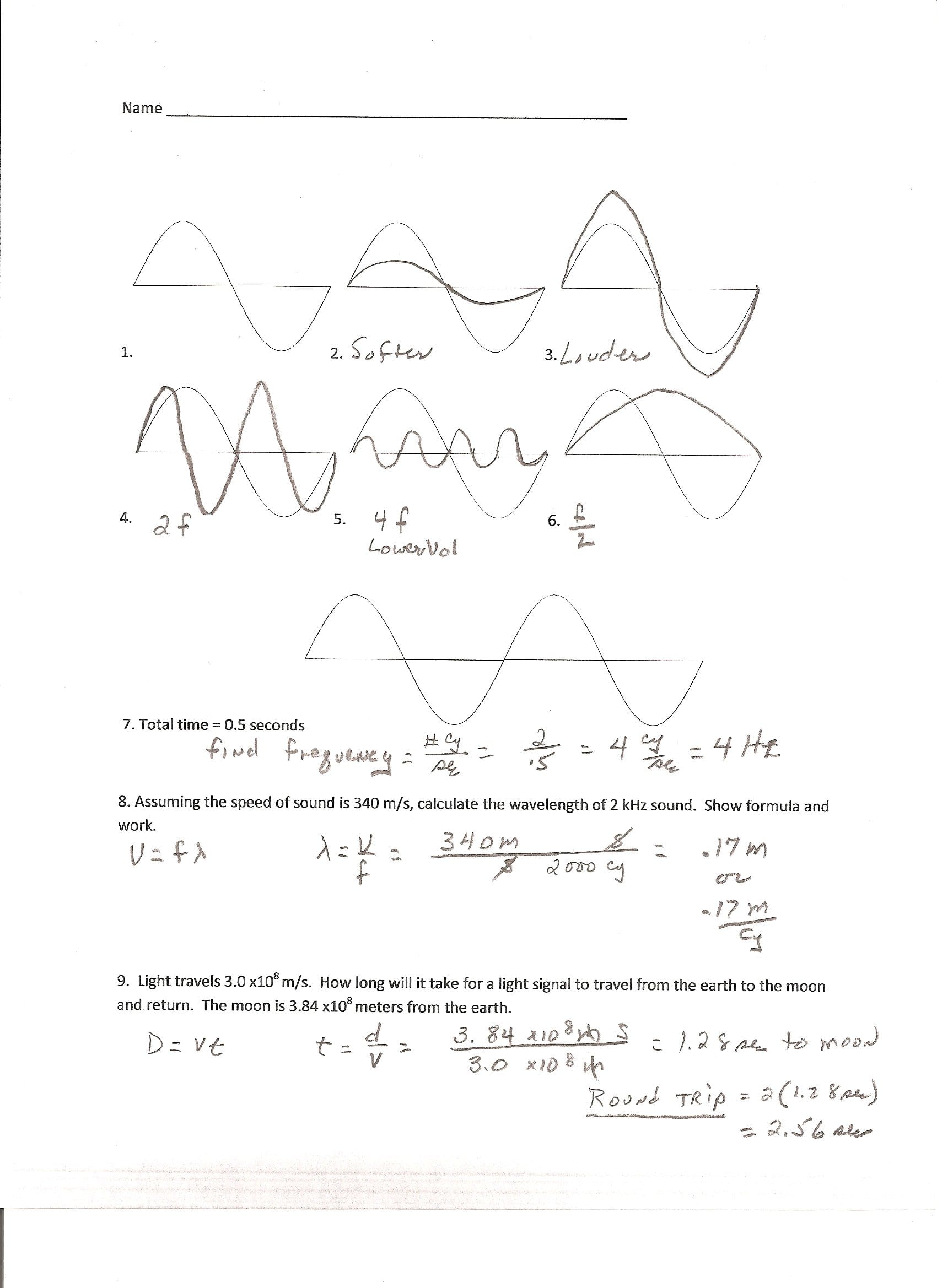 Iona Physics Throughout Wave Review Worksheet