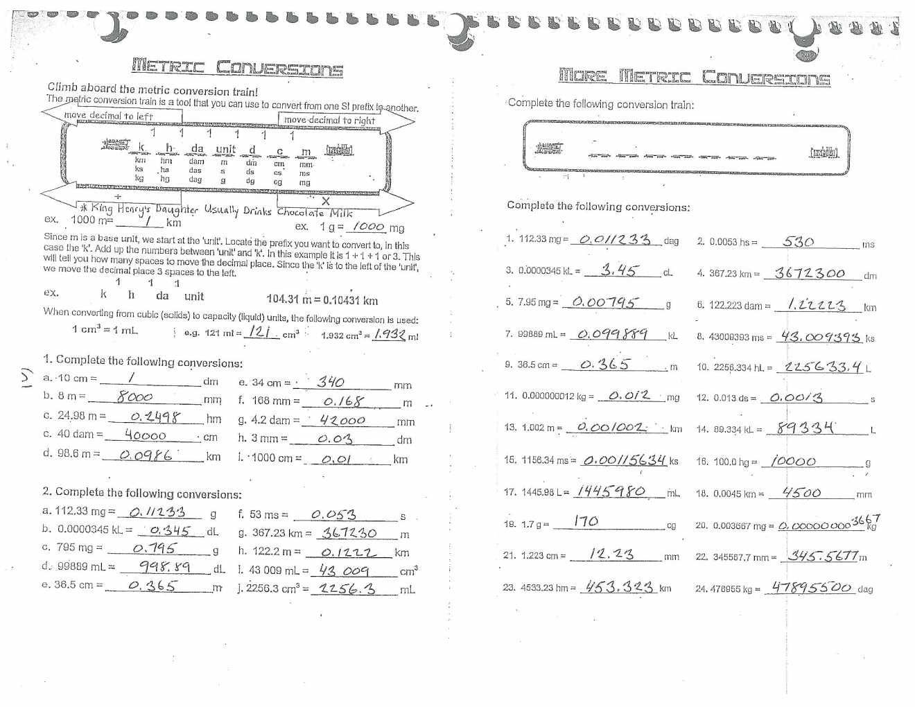Math Conversions Worksheet  Briefencounters Intended For Metric Conversion Worksheet 1 Answer Key
