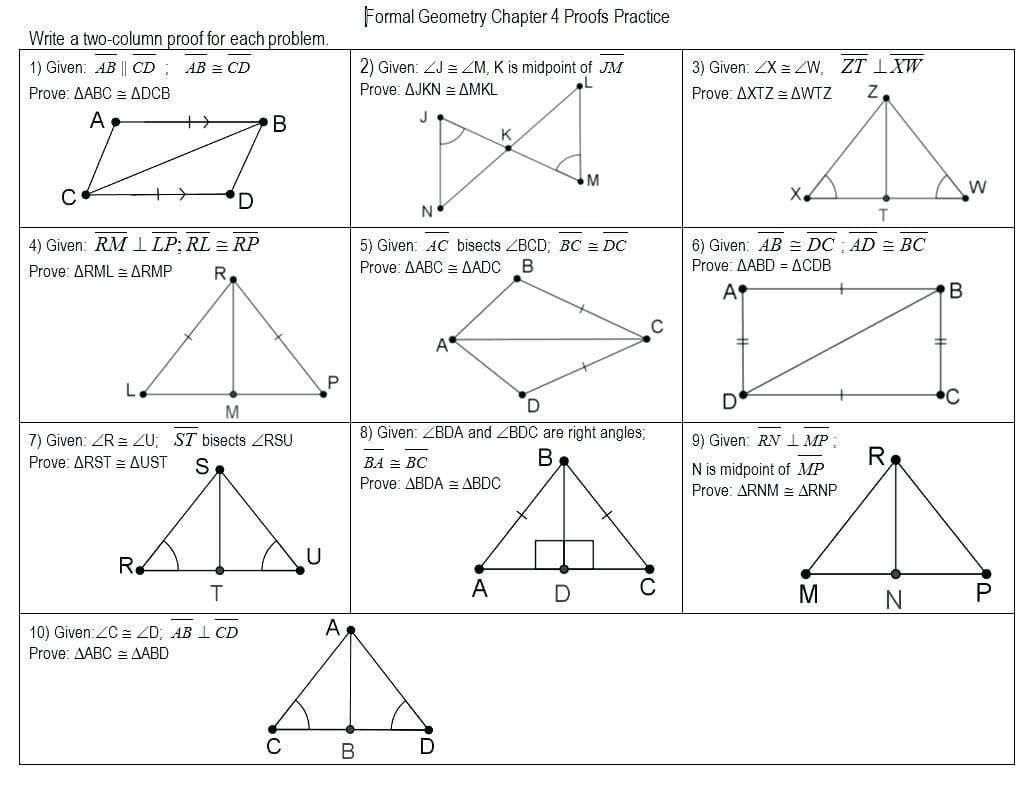 Math Worksheets Triangle Congruence For Triangle Congruence Practice Worksheet